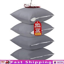 Waterproof Pillow Protectors Set of 4 Zippered Knitted Polyester Bed Bug Proof