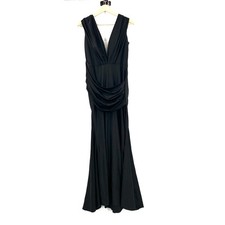 JVN Jovani black dress mermaid drop waist deep v-neck sexy gown cocktail party 8
