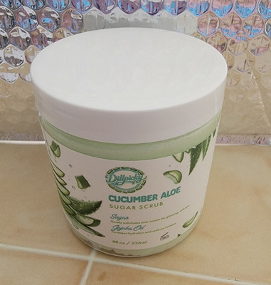 Dillypicky Cucumber Aloe Sugar Body Scrub, Made in USA, 8 fl oz / 236ml