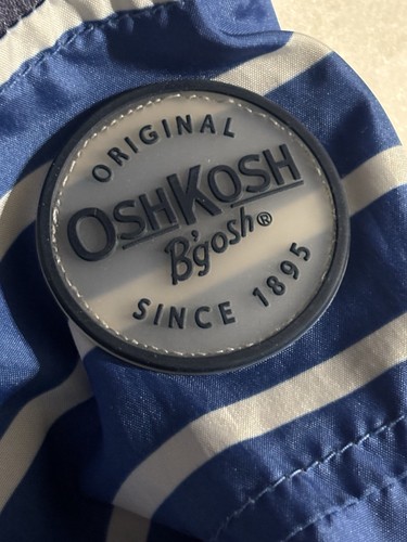 Size 7 Youth Unisex Oshkosh B’gosh Windbreaker Jacket Blue With Stripes - Picture 4 of 7