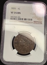 1831 Coronet Head Large Cent 1C NGC VF35 BN Early Copper Matron Head