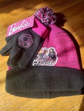 Mattel Barbie Pink Knit Pom Hat And Gloves Set NWT