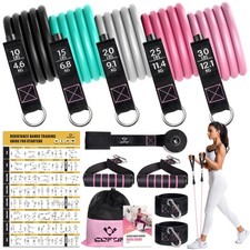 Resistance Bands with Handles for Women, 5 Level Exercise Bands Workout Bands...