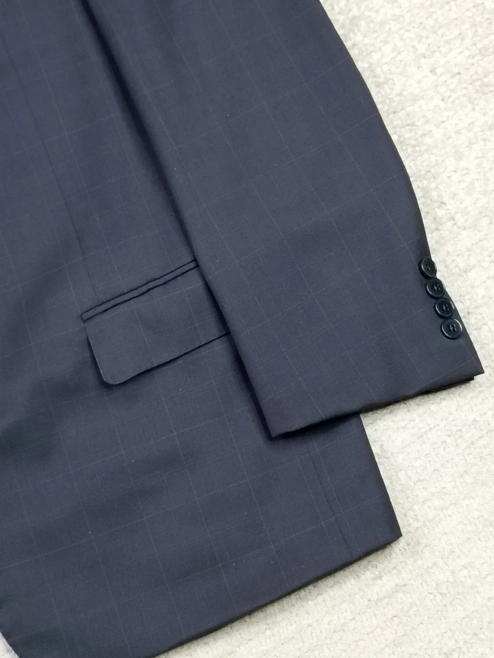 Ermenegildo Zegna Blazer Suit Jacket Mens 44R Blue Windowpane 2 Button Wool - Image 4 of 4