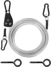 Outdoor Clothesline Kit with Self-Locking Pulley, 45FT 3/16" Cable