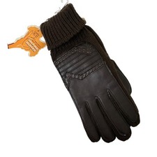 VTG Sears Ladies Driving Gloves Brown Knit  Vinyl Deadstock