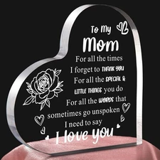 Gifts for Mom From Daughter Son, Heart Shaped 3.9 x x 0.6, white 