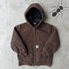 Vintage Y2K Carhartt YOUTH DKB brown hooded work wear jacket