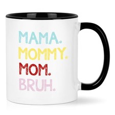 Gifts for Mom, Funny Mom Mug, Mama Mommy Mom Bruh Mug, Mom Gifts Black White