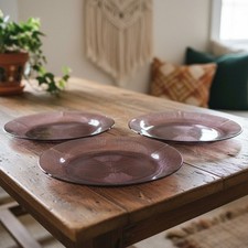 Platos de cena de amatista Forte Crisa, juego de 3, vajilla vintage de vidrio púrpura