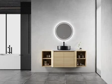 54'' Wall-Mounted Bathroom Vanity With Ceramic Art Sink, and 2-Storage Shelves,