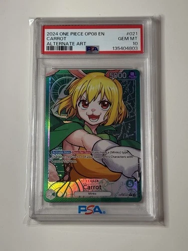 Carrot OP08-021 Alternate Art Leader Two Legends One Piece PSA 10