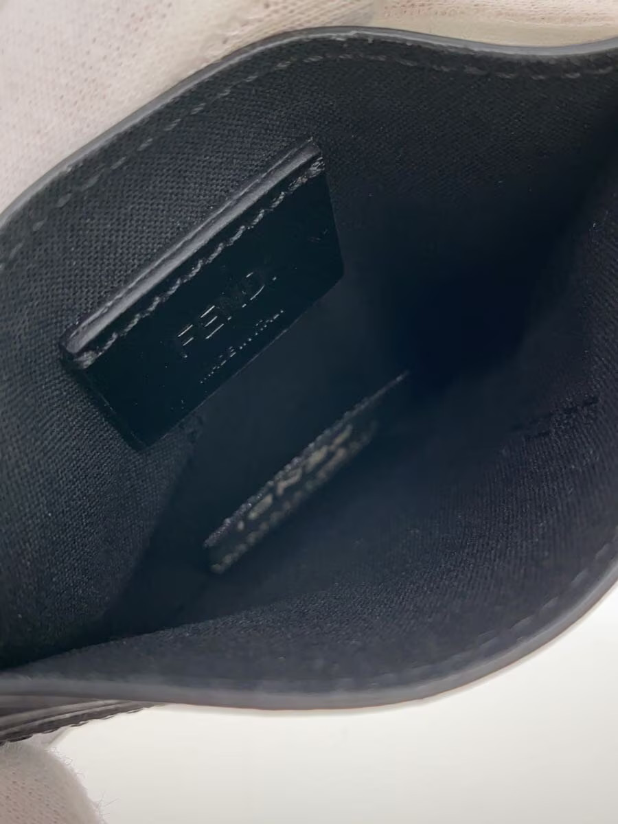 FENDI Men's Leather Card Case in Black with Diagonal Zucca Print thumbnail 4