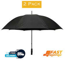 5 Ft.Golf Umbrella in All Black,straight and Firm Handle 60 in Dia High 2 Pack 
