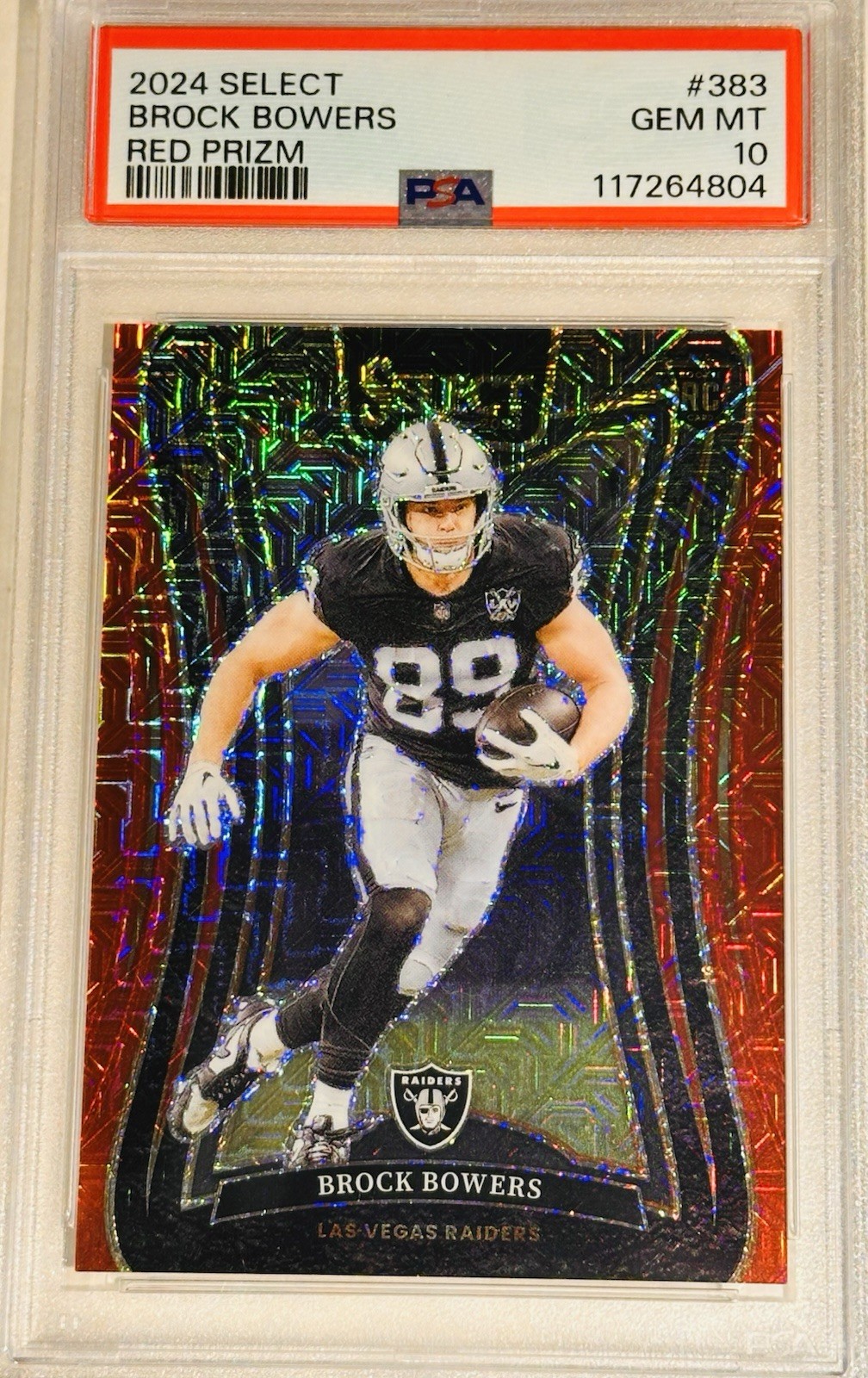 2024 Panini Select PSA 10 Brock Bowers Rookie Suite Level Red Mojo PRIZM 47/49