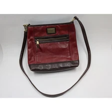 Tignanello Burgundy Leather Crossbody Bag With Zip Pocket And Lined Interior