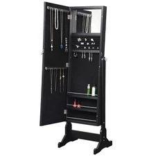 Cortez Cheval Mirror with Jewelry Storage Black