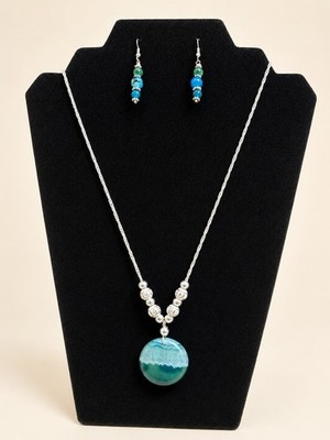 18  Agate + Sterling Necklace And Earring Set