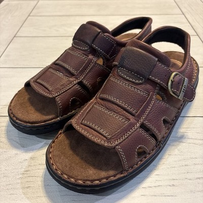 NEW Hush Puppies Brown Leather Fisherman Sandals Mens 13 Key Largo 11754 NWOB
