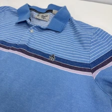 Original Penguin Munsingwear Polo Shirt Golf Mens XL Striped blue vintage EUC