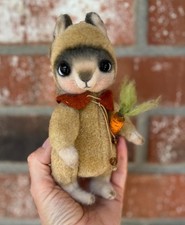 Handmade Plush Viscose Bunny, 7" tall, Ukrainian Artist, 2015