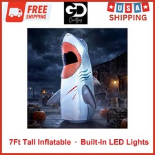 7 Feet Tall Halloween Inflatable Megalodon Shark Blow Up Decoration Built-in Fan