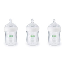NUK Simply Natural Glass Baby Bottles 5oz 3 Pack 0m Slow Flow Anti-Colic Clear