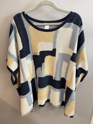 WYNNE COLLECTION MARLA WYNN STUNNING ARTSY BOXY SWEATER 2X S/S