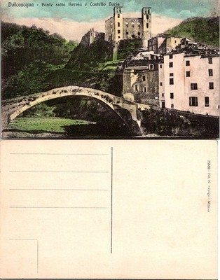 Vintage Dolceacqua Italy Postcard Ponte sulla Nervia Castello Doria Unposted