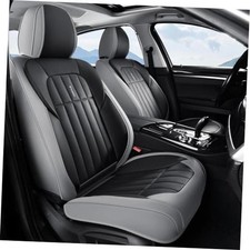 Seat Cover, Car Seat Covers Front Set, Waterproof Leather FrontPair GrayBlack