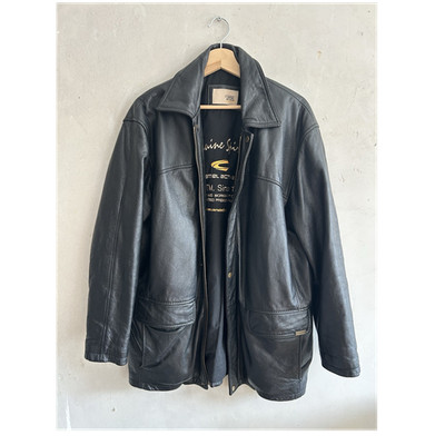 Camel Active Herren Lederjacke schwarz Reißverschluss Größe 48