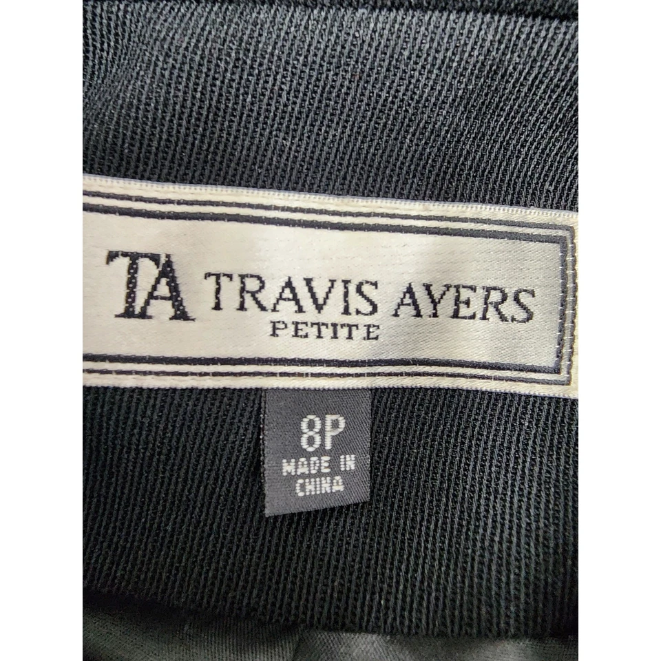 Chaqueta Blazer Travis Ayers TZ 3 Botones Talla 8P Negra Oficina Carrera Preppy Formal Foto 3 de 4