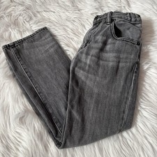 Gap Kids Boys Jeans Size 8 Gray Straight Leg Denim Elastic Waist Zipper Pockets