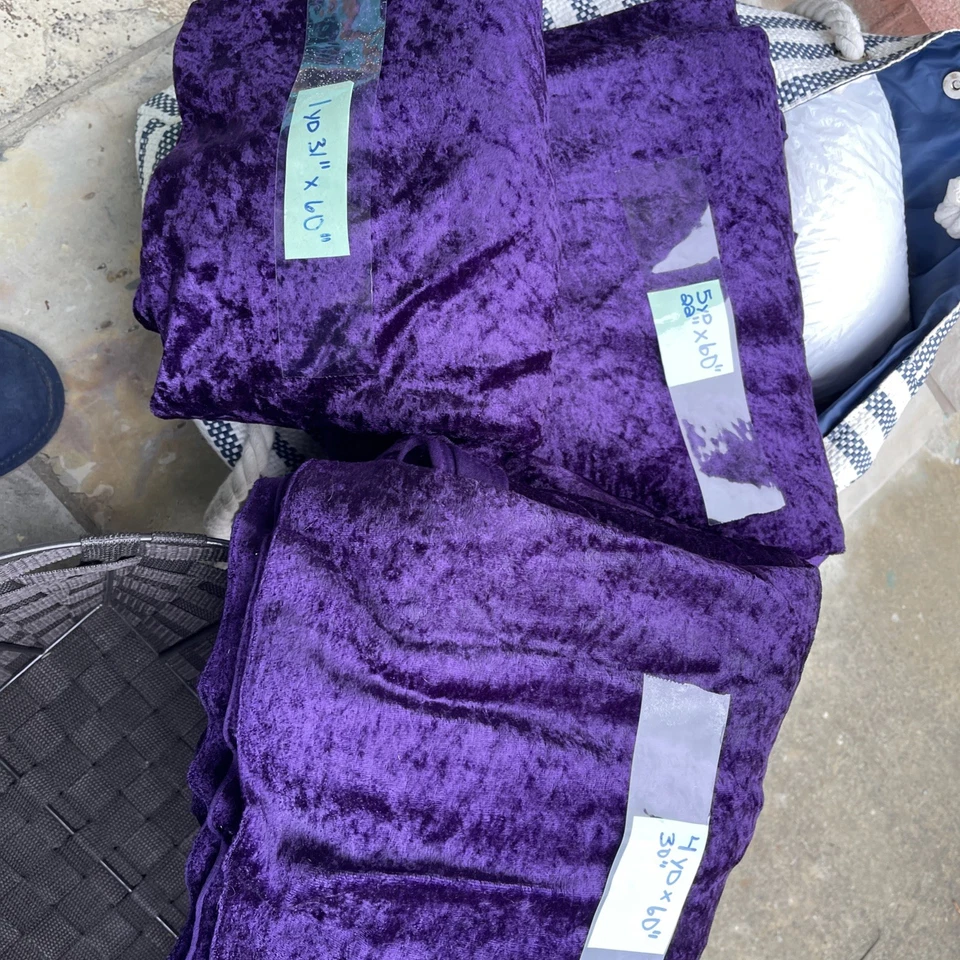 TELA ELÁSTICA TERCIOPELO PANNE FONDO TRITURADO 60" ANCHO CIRUELA PÚRPURA 12 Yardas Foto 4 de 4