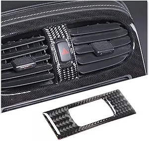 Car Interior Accessories Carbon Fiber Warning Light Button Decals Color: Black