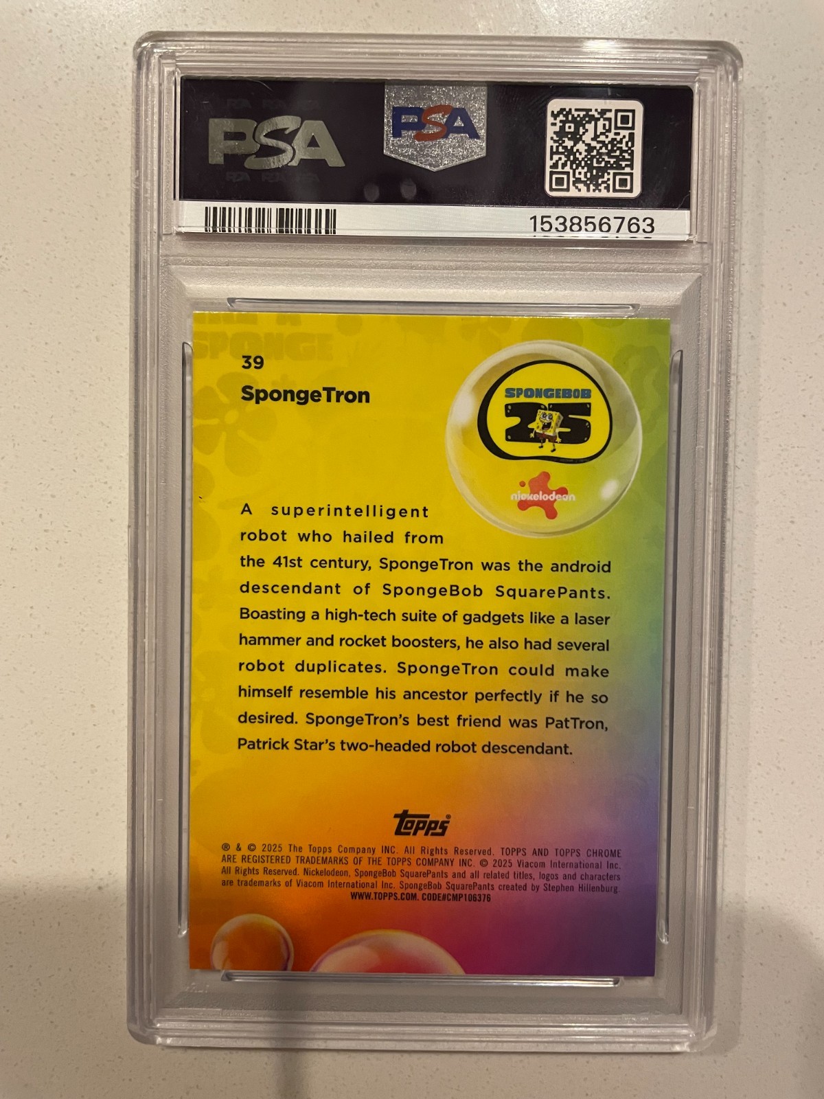 2025 SpongeBob Sapphire PSA 9 - Spongetron POP 1 view 2