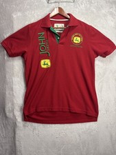 Vintage John Deere Red Polo Shirt XL embroidered