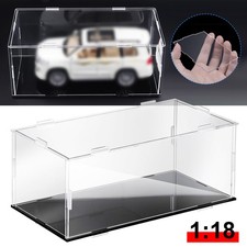 Acrylic Display Case 1: 18 Model Car Display Case with Black Base Clear Storage