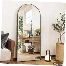  56"x21"Full Length Mirror Arch Floor Mirrors with Aluminum 56"L x 21"W Black