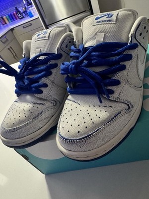 Nike SB Dunk White Game Royal Cracked Leather Porcelain BQ6817 100