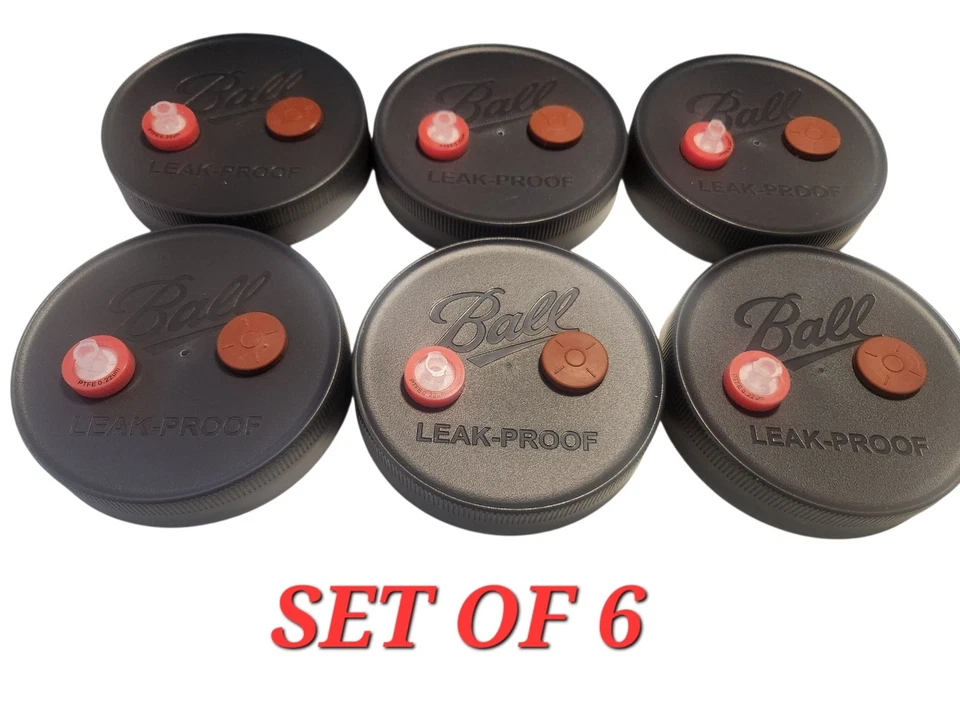 蘑菇液体文化菌丝体罐,球品牌 6 件套,宽口 — 第 2/4 张图片