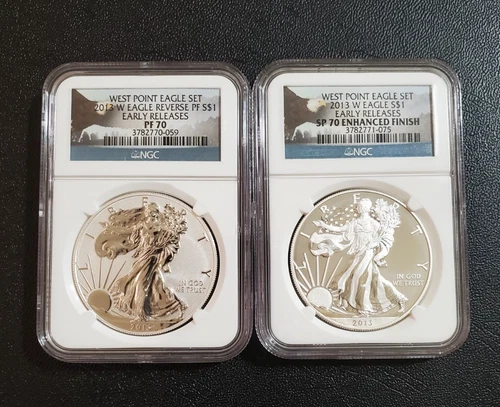 2013 West Point Silver Eagle 2 Coin Set PF70/SP70