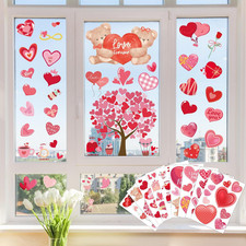 Valentines Day Decorations Red Pink Heart Window Clings Stickers Romantic Gift