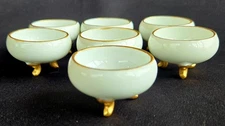 7 Antique Bavaria Footed Open Salt Cellars Dips 1.75” Porcelain with Gold Gilt