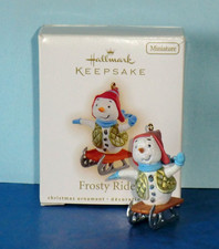 Hallmark Keepsake Miniature Christmas Tree Ornament Frosty Rider Snowman 2009