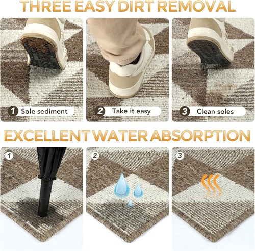 Absorbent Non Slip Door Mat 24"x35" for Entryway, Patio, Garden, Washable - Picture 4 of 7
