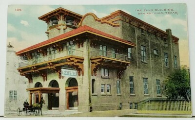 TX The Elks Building San Antonio Texas Horse Buggie 1910 Kress & Co Postcard I19