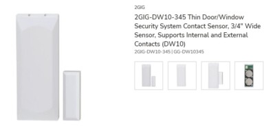 2GIG-DW10-345 Thin Door/Window Security System Contact Sensor, 3/4'' Wide Sensor,