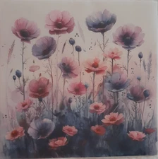 2 individual Paper Decoupage BEVERAGE NAPKINS - MINIATURE FLOWERS PASTEL COLORS