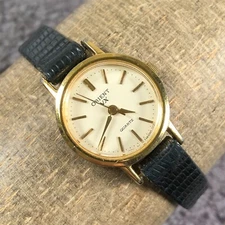 Orient Women E45811V-01 Black Leather Round Stainless Steel 20mm Quartz Watch 6"